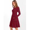 imageANRABESS Womens Long Sleeve Ribbed Short Dresses 2025 Fall Knit A Line Flowy Tiered Casual Mini Sweater Dress with PocketsDark Red