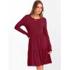imageANRABESS Womens Long Sleeve Ribbed Short Dresses 2025 Fall Knit A Line Flowy Tiered Casual Mini Sweater Dress with PocketsDark Red