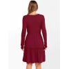 imageANRABESS Womens Long Sleeve Ribbed Short Dresses 2025 Fall Knit A Line Flowy Tiered Casual Mini Sweater Dress with PocketsDark Red