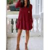 imageANRABESS Womens Long Sleeve Ribbed Short Dresses 2025 Fall Knit A Line Flowy Tiered Casual Mini Sweater Dress with PocketsDark Red