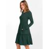 imageANRABESS Womens Long Sleeve Ribbed Short Dresses 2025 Fall Knit A Line Flowy Tiered Casual Mini Sweater Dress with PocketsDeep Green