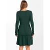 imageANRABESS Womens Long Sleeve Ribbed Short Dresses 2025 Fall Knit A Line Flowy Tiered Casual Mini Sweater Dress with PocketsDeep Green