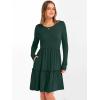 imageANRABESS Womens Long Sleeve Ribbed Short Dresses 2025 Fall Knit A Line Flowy Tiered Casual Mini Sweater Dress with PocketsDeep Green