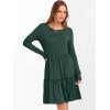 imageANRABESS Womens Long Sleeve Ribbed Short Dresses 2025 Fall Knit A Line Flowy Tiered Casual Mini Sweater Dress with PocketsDeep Green
