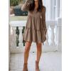 imageANRABESS Womens Long Sleeve Ribbed Short Dresses 2025 Fall Knit A Line Flowy Tiered Casual Mini Sweater Dress with PocketsLight Brown