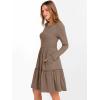 imageANRABESS Womens Long Sleeve Ribbed Short Dresses 2025 Fall Knit A Line Flowy Tiered Casual Mini Sweater Dress with PocketsLight Brown