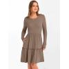 imageANRABESS Womens Long Sleeve Ribbed Short Dresses 2025 Fall Knit A Line Flowy Tiered Casual Mini Sweater Dress with PocketsLight Brown