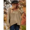imageANRABESS Womens Oversized Casual Loose Slouchy Scoop V Neck Batwing Long Sleeve Knit 2025 Fall Pullover SweatersBrown