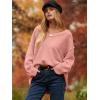imageANRABESS Womens Oversized Casual Loose Slouchy Scoop V Neck Batwing Long Sleeve Knit 2025 Fall Pullover SweatersPink