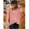 imageANRABESS Womens Oversized Casual Loose Slouchy Scoop V Neck Batwing Long Sleeve Knit 2025 Fall Pullover SweatersPink