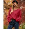 imageANRABESS Womens Oversized Casual Loose Slouchy Scoop V Neck Batwing Long Sleeve Knit 2025 Fall Pullover SweatersRed