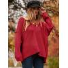 imageANRABESS Womens Oversized Casual Loose Slouchy Scoop V Neck Batwing Long Sleeve Knit 2025 Fall Pullover SweatersRed