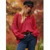 imageANRABESS Womens Oversized Casual Loose Slouchy Scoop V Neck Batwing Long Sleeve Knit 2025 Fall Pullover SweatersRed