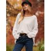 imageANRABESS Womens Oversized Casual Loose Slouchy Scoop V Neck Batwing Long Sleeve Knit 2025 Fall Pullover SweatersWhite
