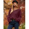 imageANRABESS Womens Oversized Casual Loose Slouchy Scoop V Neck Batwing Long Sleeve Knit 2025 Fall Pullover SweatersWine Red