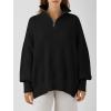 imageANRABESS Womens Oversized Fashion Long Sleeve Quarter Zip Baggy Loose Slouchy Sweater Pullover Tops 2025 Fall OutfitsBlack