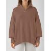 imageANRABESS Womens Oversized Fashion Long Sleeve Quarter Zip Baggy Loose Slouchy Sweater Pullover Tops 2025 Fall OutfitsBrown