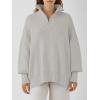 imageANRABESS Womens Oversized Fashion Long Sleeve Quarter Zip Baggy Loose Slouchy Sweater Pullover Tops 2025 Fall OutfitsGray