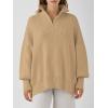 imageANRABESS Womens Oversized Fashion Long Sleeve Quarter Zip Baggy Loose Slouchy Sweater Pullover Tops 2025 Fall OutfitsKhaki