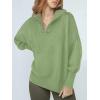 imageANRABESS Womens Oversized Fashion Long Sleeve Quarter Zip Baggy Loose Slouchy Sweater Pullover Tops 2025 Fall OutfitsLight Green
