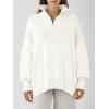 imageANRABESS Womens Oversized Fashion Long Sleeve Quarter Zip Baggy Loose Slouchy Sweater Pullover Tops 2025 Fall OutfitsWhite