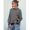 imageANRABESS Womens Oversized Striped Sweaters Long Sleeve Crewneck Casual Side Slit Pullover Tops 2025 Fall Trendy OutfitsBlack Grey