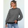 imageANRABESS Womens Oversized Striped Sweaters Long Sleeve Crewneck Casual Side Slit Pullover Tops 2025 Fall Trendy OutfitsBlack Grey