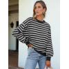 imageANRABESS Womens Oversized Striped Sweaters Long Sleeve Crewneck Casual Side Slit Pullover Tops 2025 Fall Trendy OutfitsBlack Grey