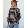 imageANRABESS Womens Oversized Striped Sweaters Long Sleeve Crewneck Casual Side Slit Pullover Tops 2025 Fall Trendy OutfitsBlack Khaki