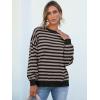 imageANRABESS Womens Oversized Striped Sweaters Long Sleeve Crewneck Casual Side Slit Pullover Tops 2025 Fall Trendy OutfitsBlack Khaki