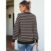 imageANRABESS Womens Oversized Striped Sweaters Long Sleeve Crewneck Casual Side Slit Pullover Tops 2025 Fall Trendy OutfitsBlack Khaki