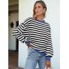 imageANRABESS Womens Oversized Striped Sweaters Long Sleeve Crewneck Casual Side Slit Pullover Tops 2025 Fall Trendy OutfitsBlack White