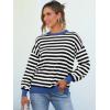 imageANRABESS Womens Oversized Striped Sweaters Long Sleeve Crewneck Casual Side Slit Pullover Tops 2025 Fall Trendy OutfitsBlack White