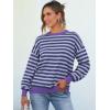 imageANRABESS Womens Oversized Striped Sweaters Long Sleeve Crewneck Casual Side Slit Pullover Tops 2025 Fall Trendy OutfitsBlue Purple