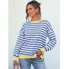 imageANRABESS Womens Oversized Striped Sweaters Long Sleeve Crewneck Casual Side Slit Pullover Tops 2025 Fall Trendy OutfitsBlue White