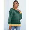 imageANRABESS Womens Oversized Striped Sweaters Long Sleeve Crewneck Casual Side Slit Pullover Tops 2025 Fall Trendy OutfitsDark Blue Green