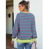 imageANRABESS Womens Oversized Striped Sweaters Long Sleeve Crewneck Casual Side Slit Pullover Tops 2025 Fall Trendy OutfitsGreen Pink