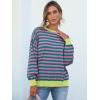 imageANRABESS Womens Oversized Striped Sweaters Long Sleeve Crewneck Casual Side Slit Pullover Tops 2025 Fall Trendy OutfitsGreen Pink