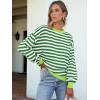 imageANRABESS Womens Oversized Striped Sweaters Long Sleeve Crewneck Casual Side Slit Pullover Tops 2025 Fall Trendy OutfitsGreen White