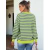 imageANRABESS Womens Oversized Striped Sweaters Long Sleeve Crewneck Casual Side Slit Pullover Tops 2025 Fall Trendy OutfitsGrey Bright Green