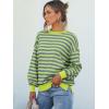 imageANRABESS Womens Oversized Striped Sweaters Long Sleeve Crewneck Casual Side Slit Pullover Tops 2025 Fall Trendy OutfitsGrey Bright Green