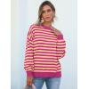 imageANRABESS Womens Oversized Striped Sweaters Long Sleeve Crewneck Casual Side Slit Pullover Tops 2025 Fall Trendy OutfitsHot Pink Yellow