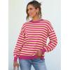 imageANRABESS Womens Oversized Striped Sweaters Long Sleeve Crewneck Casual Side Slit Pullover Tops 2025 Fall Trendy OutfitsHot Pink Yellow