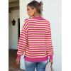 imageANRABESS Womens Oversized Striped Sweaters Long Sleeve Crewneck Casual Side Slit Pullover Tops 2025 Fall Trendy OutfitsHot Pink Yellow