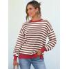 imageANRABESS Womens Oversized Striped Sweaters Long Sleeve Crewneck Casual Side Slit Pullover Tops 2025 Fall Trendy OutfitsRed White