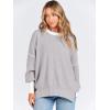 imageANRABESS Womens Oversized Sweaters Fall 2025 Fashion Crewneck Batwing Long Sleeve Side Slit Knit Pullover Sweater TopsBeige Grey