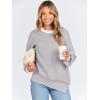 imageANRABESS Womens Oversized Sweaters Fall 2025 Fashion Crewneck Batwing Long Sleeve Side Slit Knit Pullover Sweater TopsBeige Grey