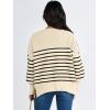 imageANRABESS Womens Oversized Sweaters Fall 2025 Fashion Crewneck Batwing Long Sleeve Side Slit Knit Pullover Sweater TopsBeige Stripe Black