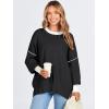 imageANRABESS Womens Oversized Sweaters Fall 2025 Fashion Crewneck Batwing Long Sleeve Side Slit Knit Pullover Sweater TopsBlack