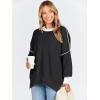 imageANRABESS Womens Oversized Sweaters Fall 2025 Fashion Crewneck Batwing Long Sleeve Side Slit Knit Pullover Sweater TopsBlack